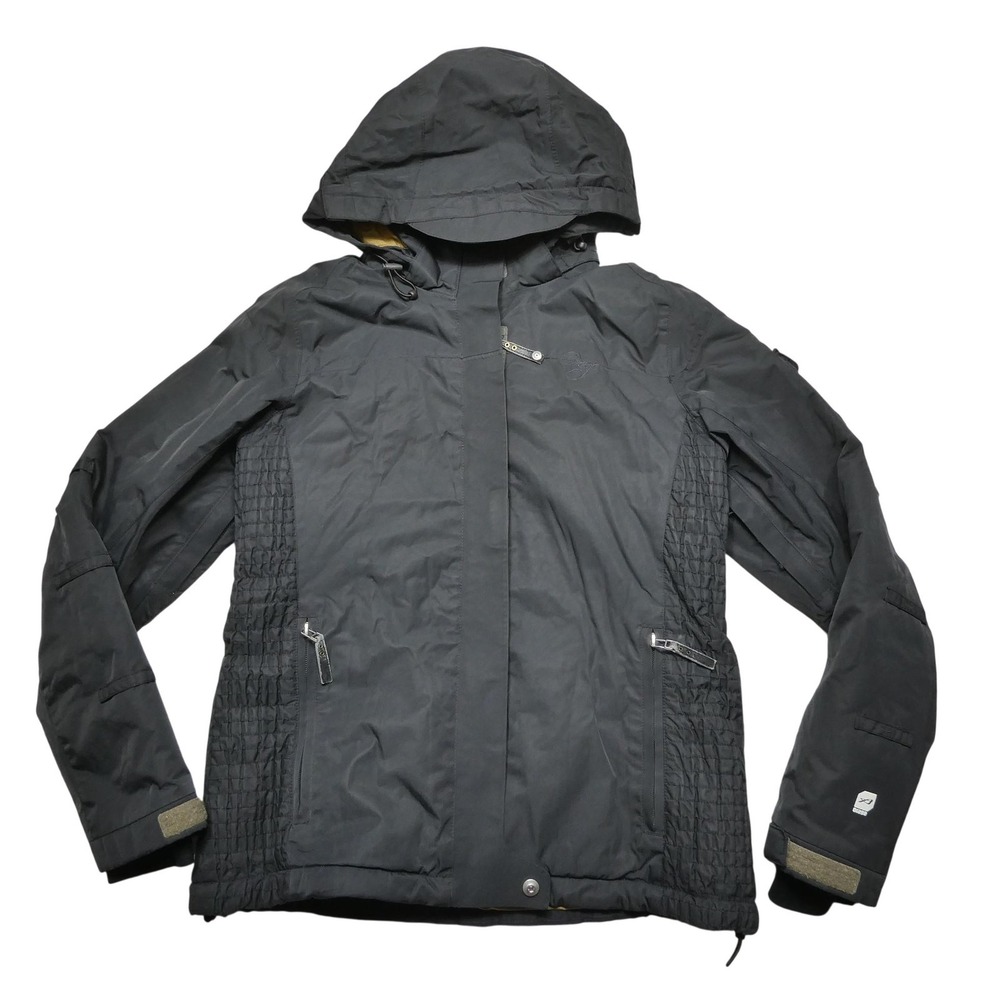 Orage Jacket Womens Large Black Hooded Insulated Ski Entrant-V Nylon Zip Vents